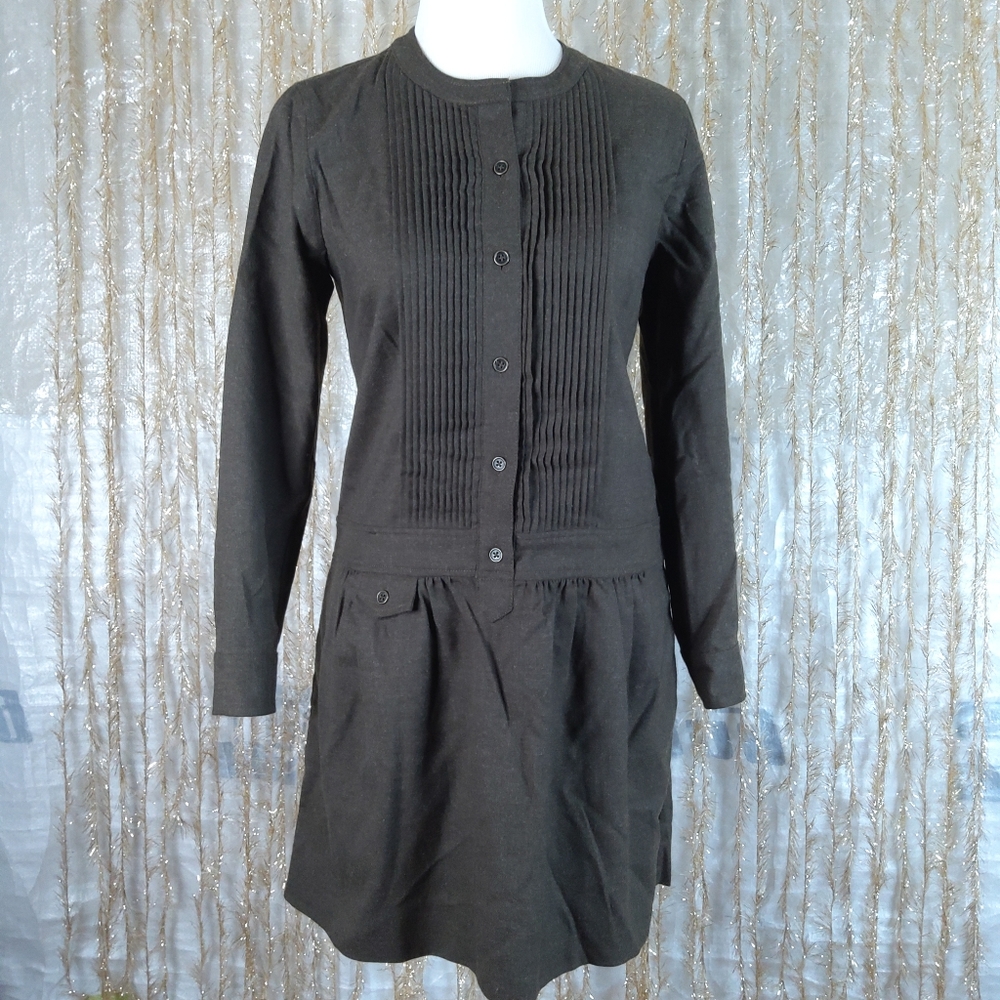 J. Crew Wool Dress American Girl Samantha Style Dress Pintuck Drop Waist  Brown